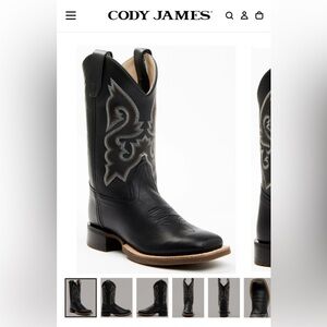 Black Cowboy Boots with Silver Stitching